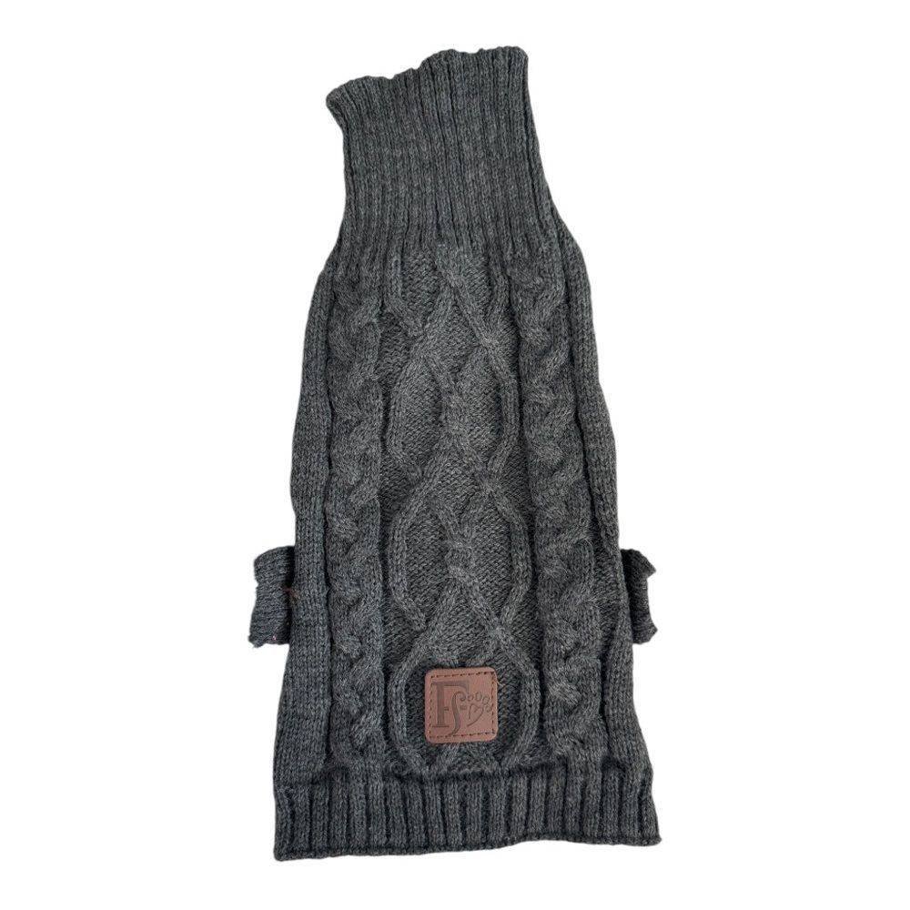 Friends Forever grey cable knit dog sweater